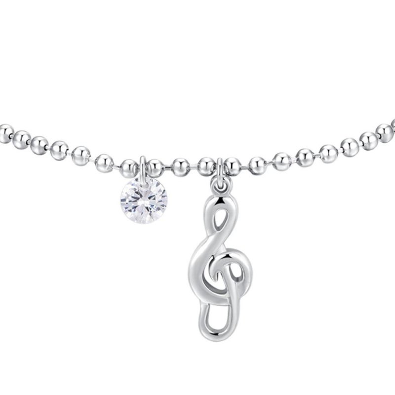 Luca Barra - Bracciale Donna - Acciaio - Nota Musicale - Zircone Bianco