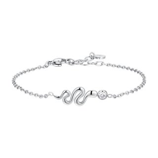 Luca Barra - Bracciale Donna - Acciaio - Serpente - Cristallo Bianco