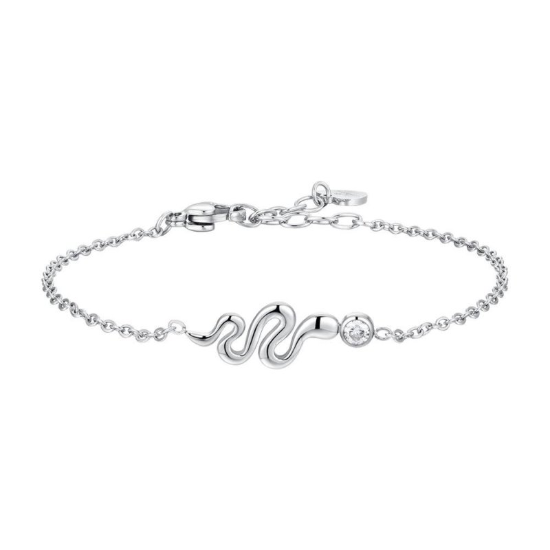Luca Barra - Bracciale Donna - Acciaio - Serpente - Cristallo Bianco