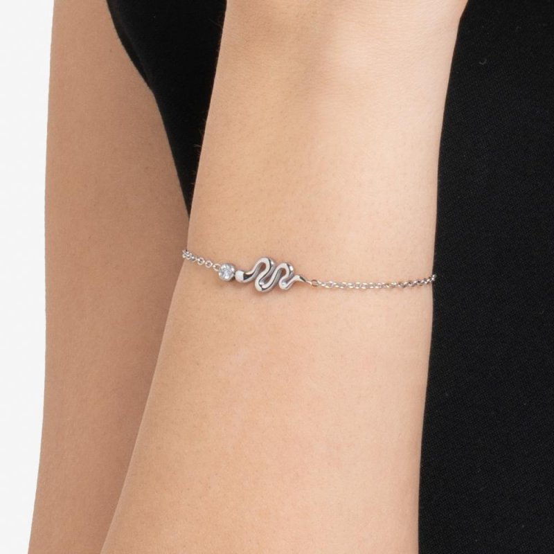 Luca Barra - Bracciale Donna - Acciaio - Serpente - Cristallo Bianco