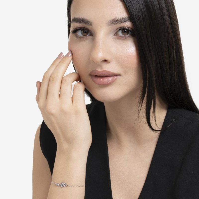 Luca Barra - Bracciale Donna - Acciaio - Serpente - Cristallo Bianco