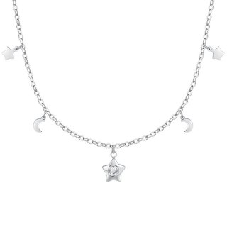 Luca Barra - Collana Donna Stella - Acciaio - Zircone Bianco