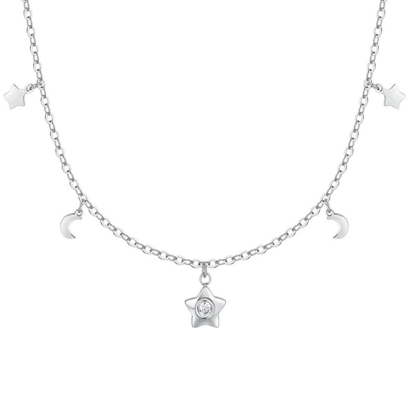 Luca Barra - Collana Donna Stella - Acciaio - Zircone Bianco