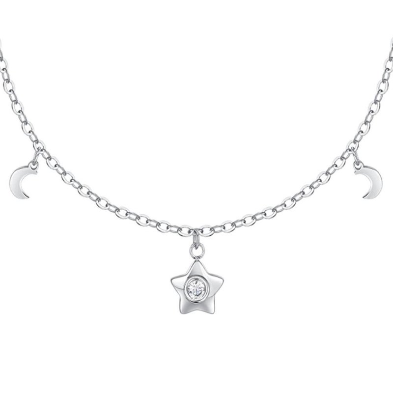 Luca Barra - Collana Donna Stella - Acciaio - Zircone Bianco