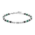 Luca Barra - Bracciale Uomo - Acciaio - Agata Nera - Malachite Verde