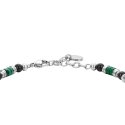 Luca Barra - Bracciale Uomo - Acciaio - Agata Nera - Malachite Verde