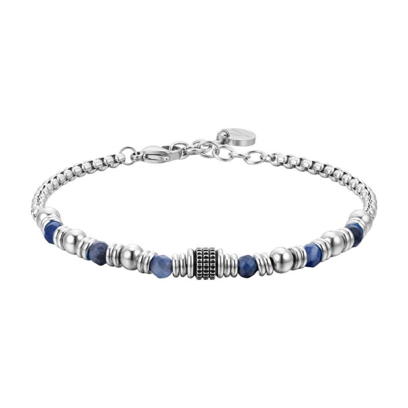 Luca Barra - Bracciale Uomo - Acciaio - Sodalite Blu