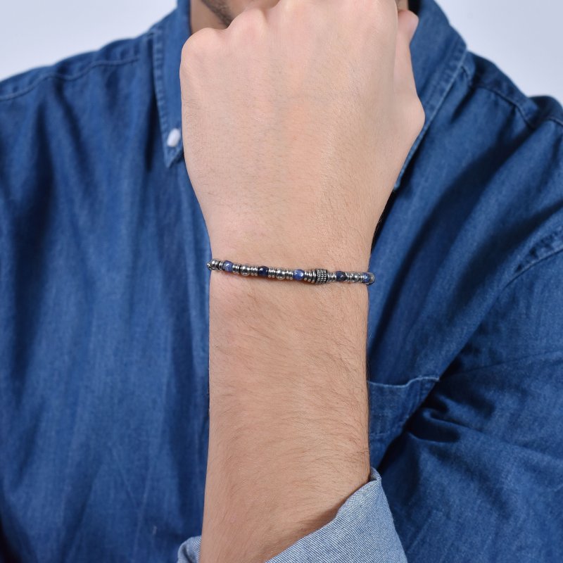 Luca Barra - Bracciale Uomo - Acciaio - Sodalite Blu
