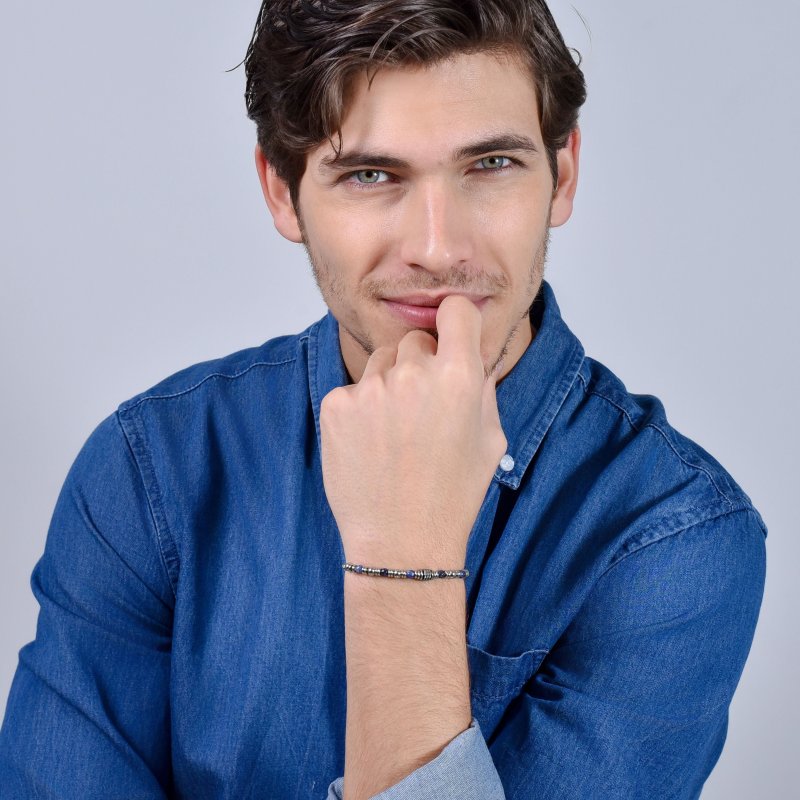 Luca Barra - Bracciale Uomo - Acciaio - Sodalite Blu
