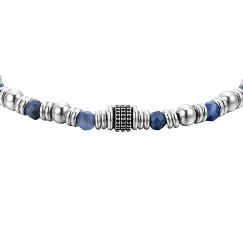 Luca Barra - Bracciale Uomo - Acciaio - Sodalite Blu