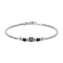 Luca Barra - Bracciale Uomo Acciaio - Agata Nera - Design Moderno