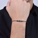 Luca Barra - Bracciale Uomo Acciaio - Agata Nera - Design Moderno