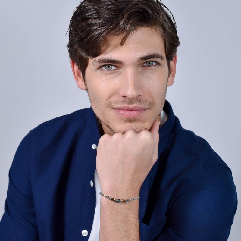 Luca Barra - Bracciale Uomo - Acciaio - Occhio Di Tigre