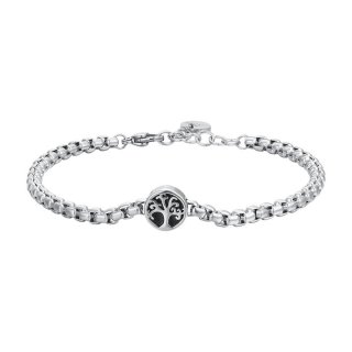 Luca Barra - Bracciale Uomo Acciaio - Albero Della Vita - Smalto Nero