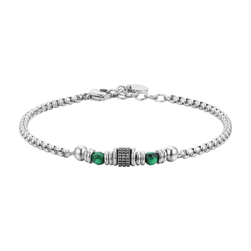Luca Barra - Bracciale Uomo - Acciaio - Malachite Verde