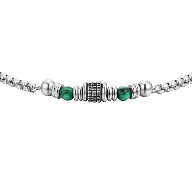 Luca Barra - Bracciale Uomo - Acciaio - Malachite Verde