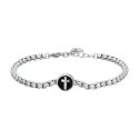 Luca Barra - Bracciale Uomo - Acciaio - Croce Smalto Nero