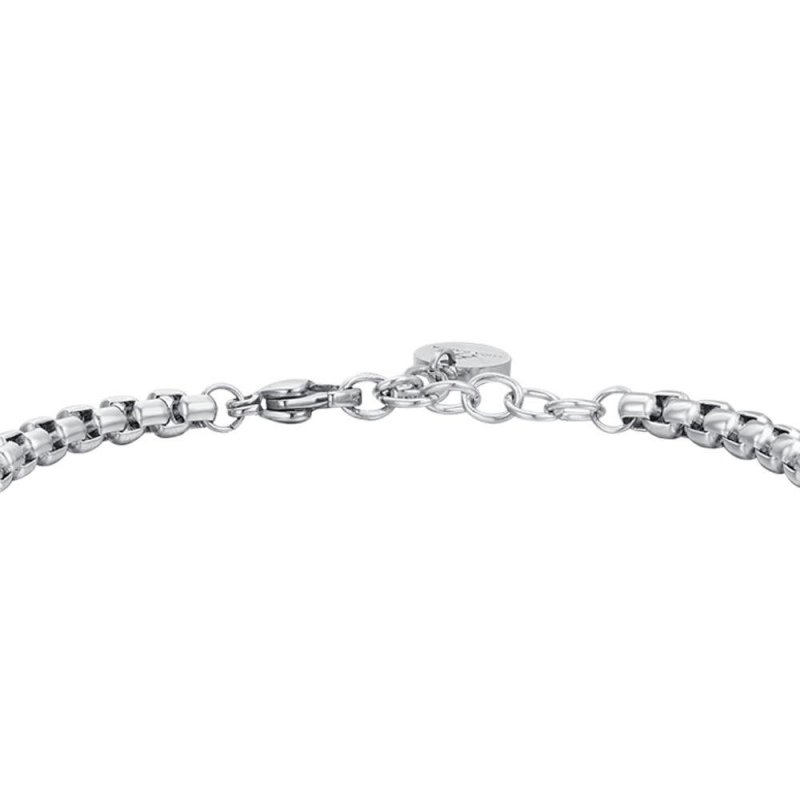 Luca Barra - Bracciale Uomo - Acciaio - Croce Smalto Nero