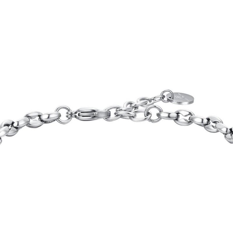 Luca Barra - Bracciale Uomo Acciaio - Timone - Smalto Nero