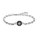 Luca Barra - Bracciale Uomo Acciaio - Rosa Dei Venti - Smalto Nero