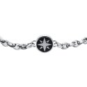 Luca Barra - Bracciale Uomo Acciaio - Rosa Dei Venti - Smalto Nero