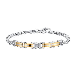 Luca Barra - Bracciale Uomo Acciaio - Zircone Nero - Ip Gold