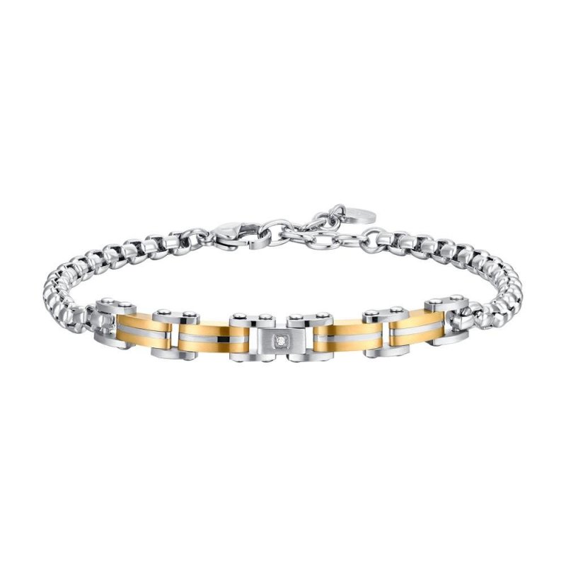 Luca Barra - Bracciale Uomo Acciaio - Zircone Nero - Ip Gold
