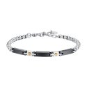 Luca Barra - Bracciale Uomo Acciaio - Ceramica Nera - Dettagli Gold