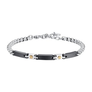 Luca Barra - Bracciale Uomo Acciaio - Ceramica Nera - Dettagli Gold