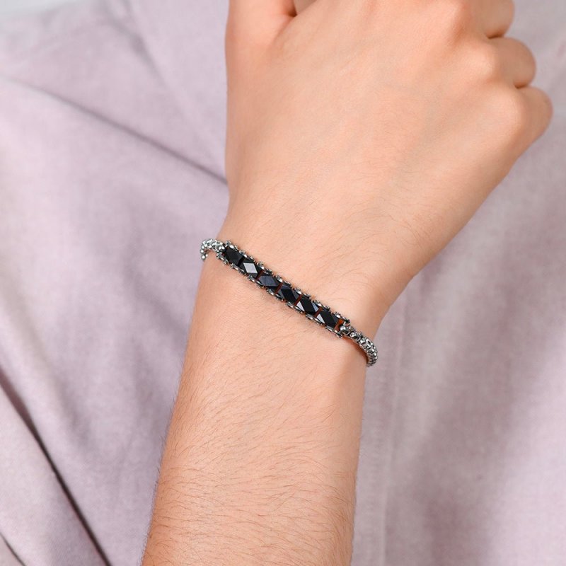 Luca Barra - Bracciale Uomo Acciaio - Ceramica Nera - Design Moderno