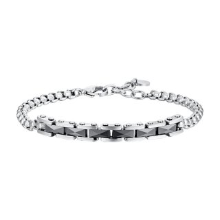 Luca Barra - Bracciale Uomo Acciaio - Ceramica Nera - Design Moderno