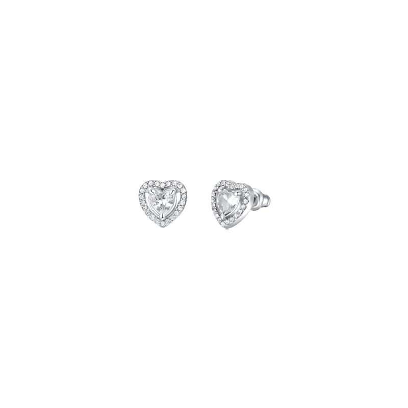 Luca Barra - Orecchini Cuore Donna - Acciaio - Zircone Bianco