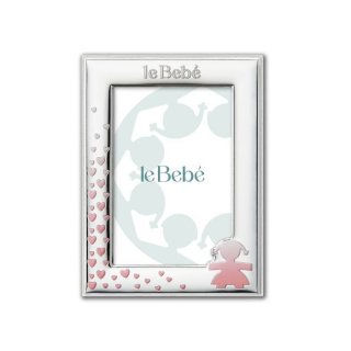 Le Bebé - Cornice Per Foto 9X13 Cm - Sagoma Bimba - Cuori