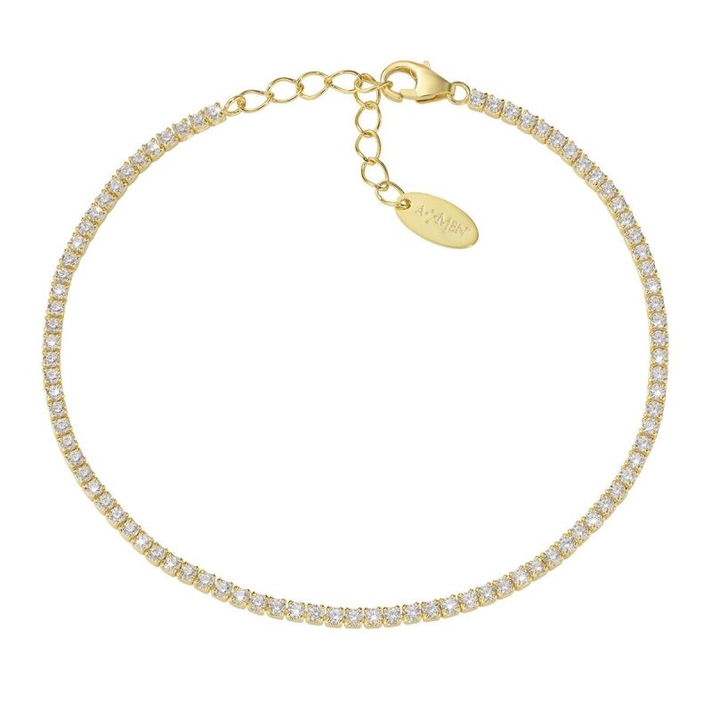 Amen - Bracciale Tennis Mania - Argento Dorato - Zirconi Bianchi