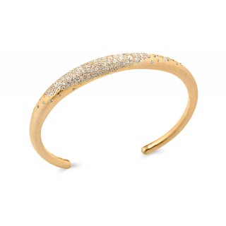 Sogni - Bracciale Rigido Satinato - Oro Giallo - Zirconi Bianchi