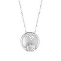 Sogni - Collana Toppa Satinata - Oro Bianco - Zirconi Bianchi