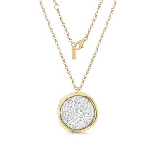 Sogni - Collana Disco Grande - Argento Dorato - Zirconi Bianchi