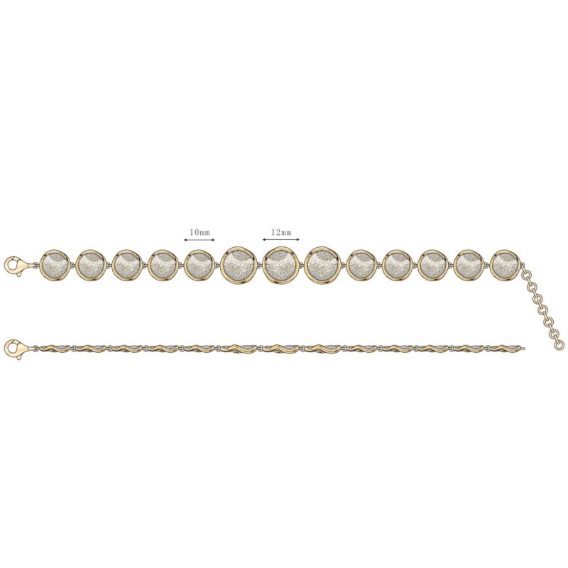 Sogni - Bracciale Elementi - Argento Dorato - Zirconi Bianchi