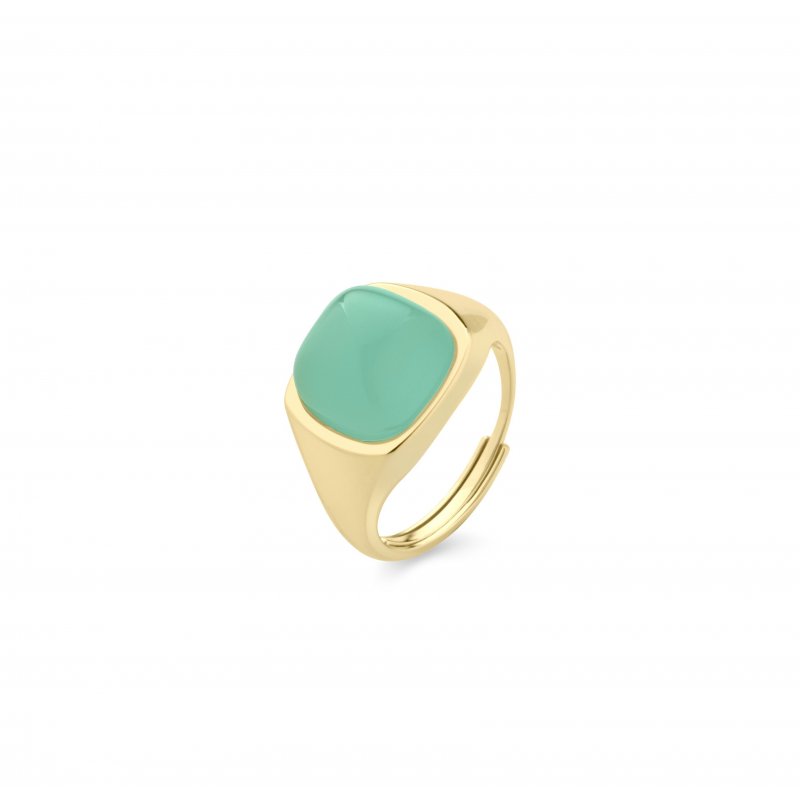 Sogni - Anello Argento Dorato - Quarzo Verde Menta - Regolabile