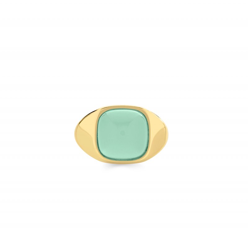 Sogni - Anello Argento Dorato - Quarzo Verde Menta - Regolabile