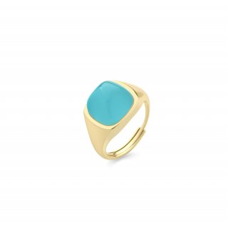 Sogni - Anello Neon Blu - Argento Dorato - Quarzo