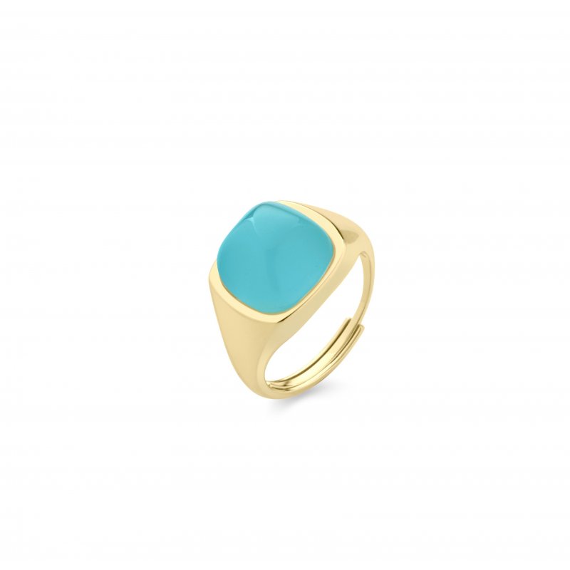 Sogni - Anello Neon Blu - Argento Dorato - Quarzo