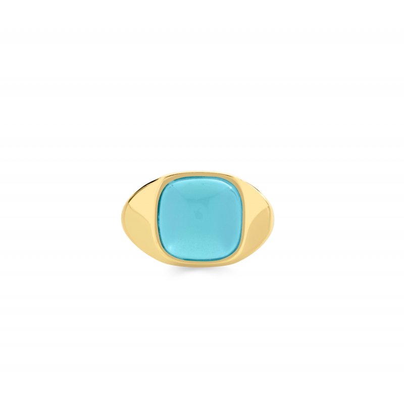 Sogni - Anello Neon Blu - Argento Dorato - Quarzo