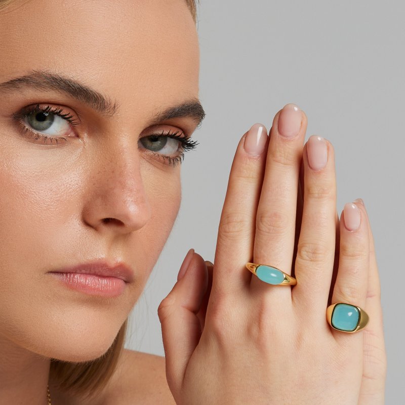Sogni - Anello Neon Blu - Argento Dorato - Quarzo