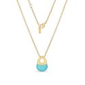 Sogni - Collana In Argento Dorato - Quarzo Neon Blu - 41-43Cm