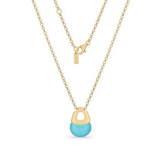 Sogni - Collana In Argento Dorato - Quarzo Neon Blu - 41-43Cm