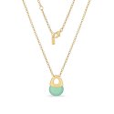Sogni - Collana Argento Dorato - Quarzo Verde Menta - 41-43Cm