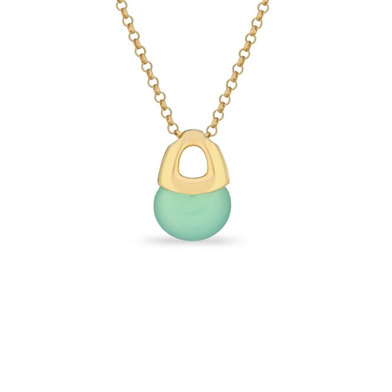 Sogni - Collana Argento Dorato - Quarzo Verde Menta - 41-43Cm
