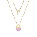 Sogni - Collana Quarzo Rosa - Argento Dorato - Catena Regolabile