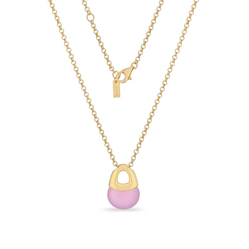 Sogni - Collana Quarzo Rosa - Argento Dorato - Catena Regolabile